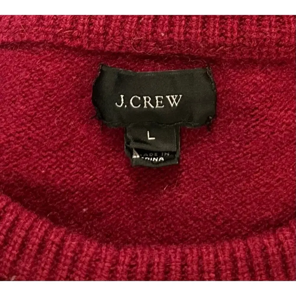 J. Crew Pure Lambswool Crewneck Sweater Red 07939 Size L